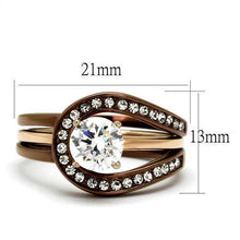 Load image into Gallery viewer, TK2032LC - IP Rose Gold &amp; IP light Coffee Stainless Steel Ring with AAA Grade CZ  in Clear