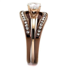 Load image into Gallery viewer, TK2032LC - IP Rose Gold &amp; IP light Coffee Stainless Steel Ring with AAA Grade CZ  in Clear