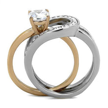 Load image into Gallery viewer, TK2032 - Two-Tone IP Rose Gold Stainless Steel Ring with AAA Grade CZ  in Clear