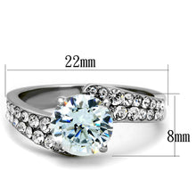 Load image into Gallery viewer, TK2040 - High polished (no plating) Stainless Steel Ring with AAA Grade CZ  in Clear