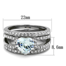 Load image into Gallery viewer, TK2041 - High polished (no plating) Stainless Steel Ring with AAA Grade CZ  in Clear