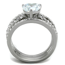 Load image into Gallery viewer, TK2041 - High polished (no plating) Stainless Steel Ring with AAA Grade CZ  in Clear