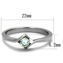 Load image into Gallery viewer, TK2042 - High polished (no plating) Stainless Steel Ring with AAA Grade CZ  in Clear