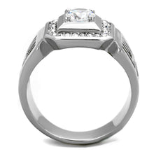 Load image into Gallery viewer, TK2046 - High polished (no plating) Stainless Steel Ring with AAA Grade CZ  in Clear