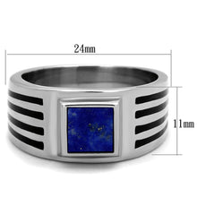 Load image into Gallery viewer, TK2047 - High polished (no plating) Stainless Steel Ring with Precious Stone Lapis in Montana