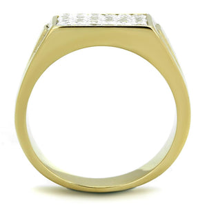 TK2048 - IP Gold(Ion Plating) Stainless Steel Ring with AAA Grade CZ  in Clear