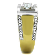 Load image into Gallery viewer, TK2049 - Two-Tone IP Gold (Ion Plating) Stainless Steel Ring with AAA Grade CZ  in Clear