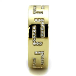 TK2051 - IP Gold(Ion Plating) Stainless Steel Ring with AAA Grade CZ  in Clear