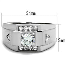 Load image into Gallery viewer, TK2052 - High polished (no plating) Stainless Steel Ring with AAA Grade CZ  in Clear