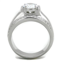 Load image into Gallery viewer, TK2054 - High polished (no plating) Stainless Steel Ring with AAA Grade CZ  in Clear