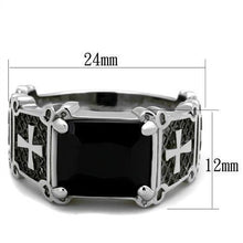 Load image into Gallery viewer, TK2055 - High polished (no plating) Stainless Steel Ring with Synthetic Synthetic Glass in Jet