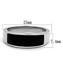 Load image into Gallery viewer, TK2062J - High polished (no plating) Stainless Steel Ring with Synthetic Onyx in Jet