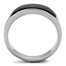 Load image into Gallery viewer, TK2062J - High polished (no plating) Stainless Steel Ring with Synthetic Onyx in Jet