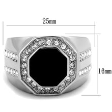 Load image into Gallery viewer, TK2066 - High polished (no plating) Stainless Steel Ring with Top Grade Crystal  in Clear