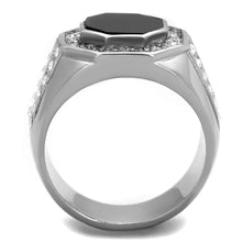 Load image into Gallery viewer, TK2066 - High polished (no plating) Stainless Steel Ring with Top Grade Crystal  in Clear