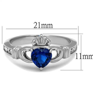 TK2093 - High polished (no plating) Stainless Steel Ring with Synthetic Spinel in London Blue