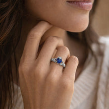 Load image into Gallery viewer, TK2093 - High polished (no plating) Stainless Steel Ring with Synthetic Spinel in London Blue