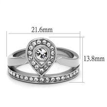 Load image into Gallery viewer, TK2095 - High polished (no plating) Stainless Steel Ring with Top Grade Crystal  in Clear