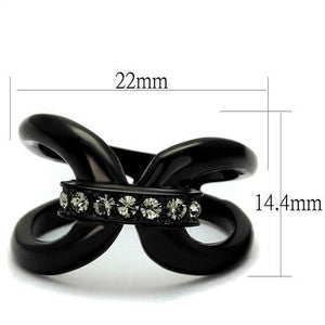 TK2098 - IP Black(Ion Plating) Stainless Steel Ring with Top Grade Crystal  in Black Diamond