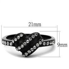 Load image into Gallery viewer, TK2100 - IP Black(Ion Plating) Stainless Steel Ring with Top Grade Crystal  in Black Diamond