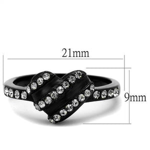 TK2100 - IP Black(Ion Plating) Stainless Steel Ring with Top Grade Crystal  in Black Diamond