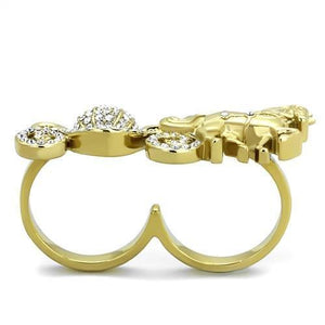 TK2105 - IP Gold(Ion Plating) Stainless Steel Ring with Top Grade Crystal  in Clear