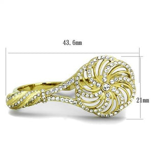 TK2107 - IP Gold(Ion Plating) Stainless Steel Ring with Top Grade Crystal  in Clear