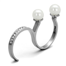 Load image into Gallery viewer, TK2110 - High polished (no plating) Stainless Steel Ring with Synthetic Pearl in White