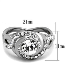 Load image into Gallery viewer, TK2111 - High polished (no plating) Stainless Steel Ring with Top Grade Crystal  in Clear