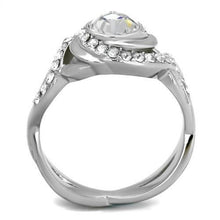 Load image into Gallery viewer, TK2111 - High polished (no plating) Stainless Steel Ring with Top Grade Crystal  in Clear