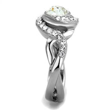 Load image into Gallery viewer, TK2111 - High polished (no plating) Stainless Steel Ring with Top Grade Crystal  in Clear