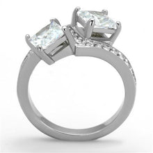 Load image into Gallery viewer, TK2113 - High polished (no plating) Stainless Steel Ring with AAA Grade CZ  in Clear