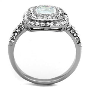 TK2114 - High polished (no plating) Stainless Steel Ring with AAA Grade CZ  in Clear