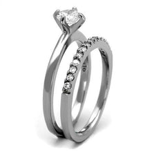 Load image into Gallery viewer, TK2115 - High polished (no plating) Stainless Steel Ring with AAA Grade CZ  in Clear