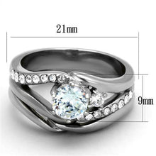 Load image into Gallery viewer, TK2118 - High polished (no plating) Stainless Steel Ring with AAA Grade CZ  in Clear