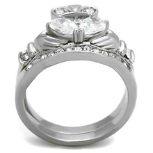 Load image into Gallery viewer, TK2119 - High polished (no plating) Stainless Steel Ring with AAA Grade CZ  in Clear