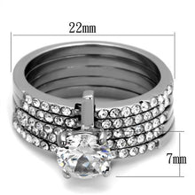 Load image into Gallery viewer, TK2120 - High polished (no plating) Stainless Steel Ring with AAA Grade CZ  in Clear