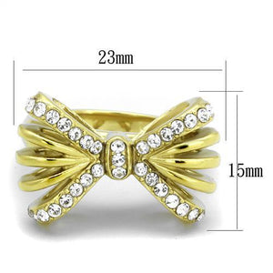 TK2128 - IP Gold(Ion Plating) Stainless Steel Ring with Top Grade Crystal  in Clear