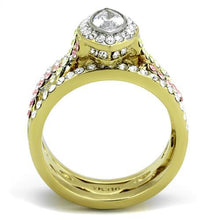 Load image into Gallery viewer, TK2129 - Two-Tone IP Gold (Ion Plating) Stainless Steel Ring with AAA Grade CZ  in Clear