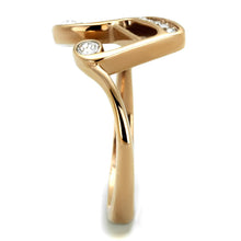 Load image into Gallery viewer, TK2130 - IP Rose Gold(Ion Plating) Stainless Steel Ring with Top Grade Crystal  in Clear