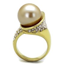 Load image into Gallery viewer, TK2131 - IP Gold(Ion Plating) Stainless Steel Ring with Synthetic Pearl in Champagne