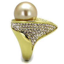 Load image into Gallery viewer, TK2131 - IP Gold(Ion Plating) Stainless Steel Ring with Synthetic Pearl in Champagne