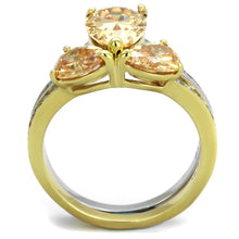 Load image into Gallery viewer, TK2132 - Two-Tone IP Gold (Ion Plating) Stainless Steel Ring with AAA Grade CZ  in Champagne