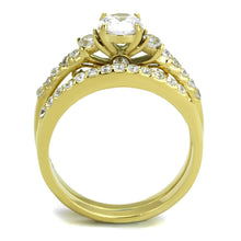 Load image into Gallery viewer, TK2133 - IP Gold(Ion Plating) Stainless Steel Ring with AAA Grade CZ  in Clear