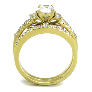 TK2133 - IP Gold(Ion Plating) Stainless Steel Ring with AAA Grade CZ  in Clear