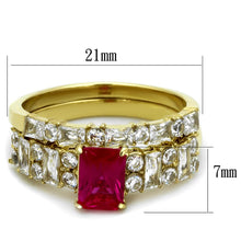 Load image into Gallery viewer, TK2134 - IP Gold(Ion Plating) Stainless Steel Ring with AAA Grade CZ  in Ruby