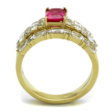 Load image into Gallery viewer, TK2134 - IP Gold(Ion Plating) Stainless Steel Ring with AAA Grade CZ  in Ruby