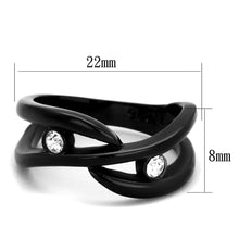 Load image into Gallery viewer, TK2137 - IP Black(Ion Plating) Stainless Steel Ring with Top Grade Crystal  in Clear