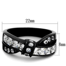 Load image into Gallery viewer, TK2139 - IP Black(Ion Plating) Stainless Steel Ring with AAA Grade CZ  in Clear