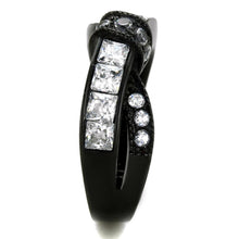 Load image into Gallery viewer, TK2139 - IP Black(Ion Plating) Stainless Steel Ring with AAA Grade CZ  in Clear